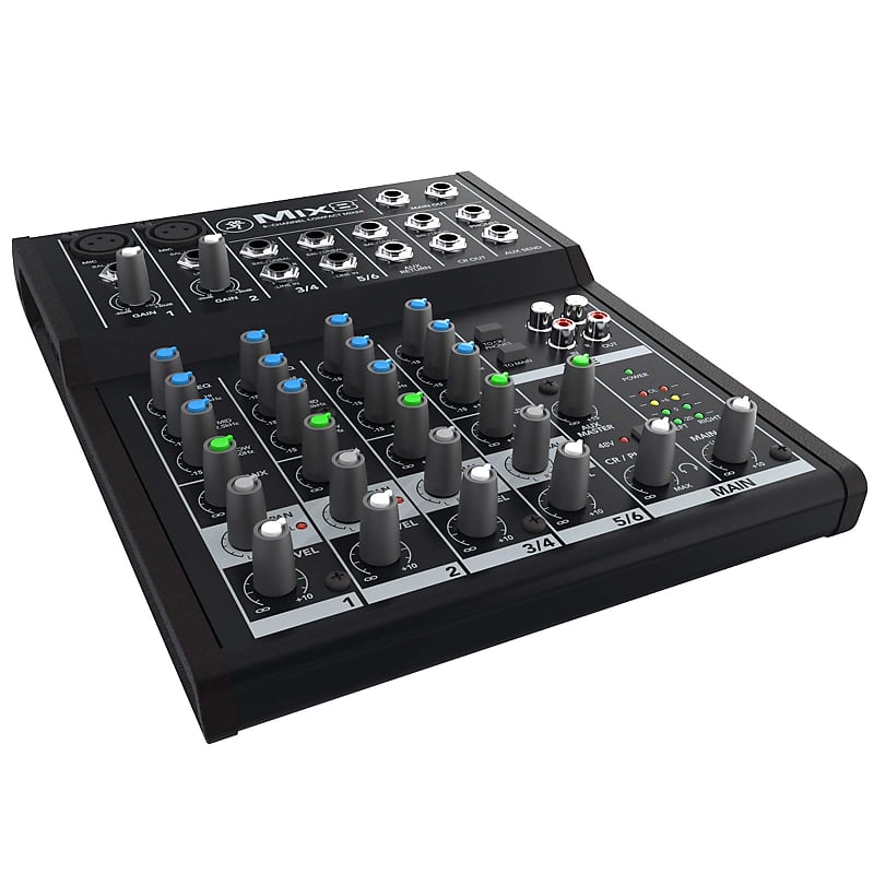 Mackie Mix8 8-Channel Mixer with 10FT Green XLR Cables