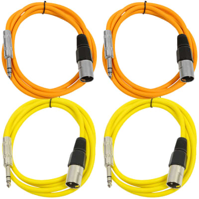 4 Pack of 1/4 Inch to XLR Male Patch Cables 6 Foot Extension Cords Jumper - Orange and Yellow image 1