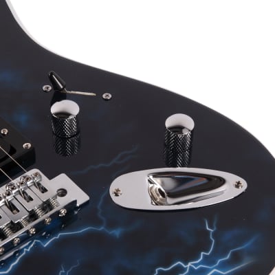 Lightning Style Electric Guitar with Power Cord/Strap/Bag/Plectrums Black & White image 10