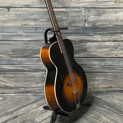 Used Kay 1950's Archtop Acoustic Guitar with Gig Bag- Sunburst image 4
