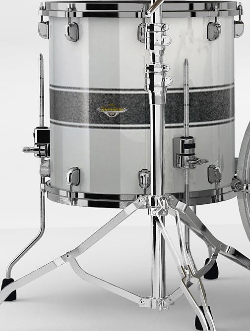 Tama MAF1616BN-SSR Starclassic Maple Lacquer Floor Tom 16" x 16" - Silver Snow Racing Stripe/Black Nickel HW image 1