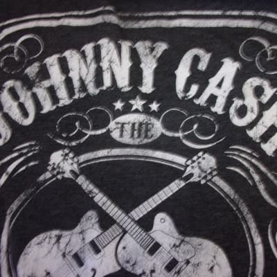 Johnny Cash 2XL T Shirt Gray shirt Man in Black with 2 crossed guitars image 4