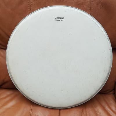 1950s-1960s Rare GRETSCH 16 inch DRUMHEAD Vintage PERMATONE ROUND BADGE White Coated VERY RARE SIZE! image 1