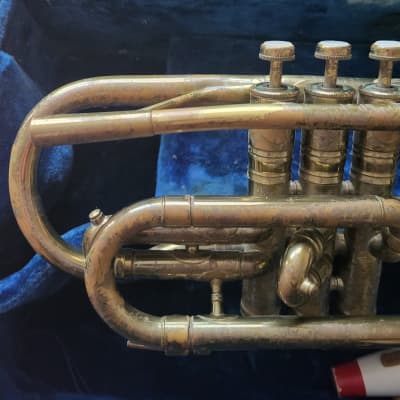 Vintage 1940's WM Frank Cornet Project brass trumpet horn with case image 14