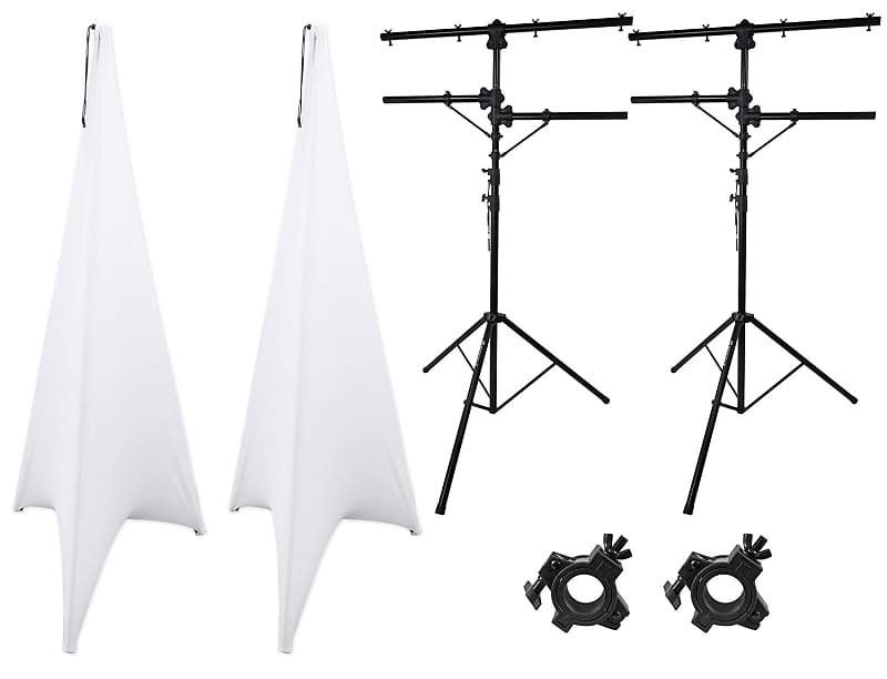 2) Rockville White 15" PA DJ Speaker Covers+Scrims+Stands 4 Wedding Church Club 204.75