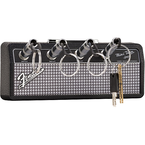 Licensed Fender Jack Rack- guitar amp key holder, includes 4 guitar plug  keychains and 1 wall mounting kit. Quick and easy installation.