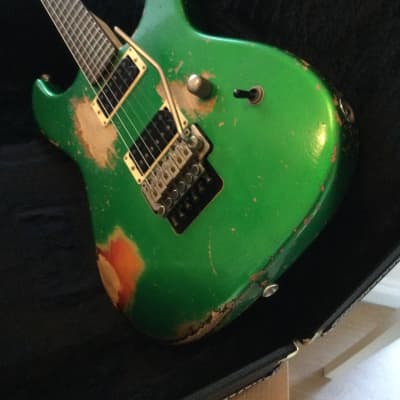 Friedman Cali Stratocaster style Guitar Candy Green over 3 Tone Sunburst heavy relic image 3