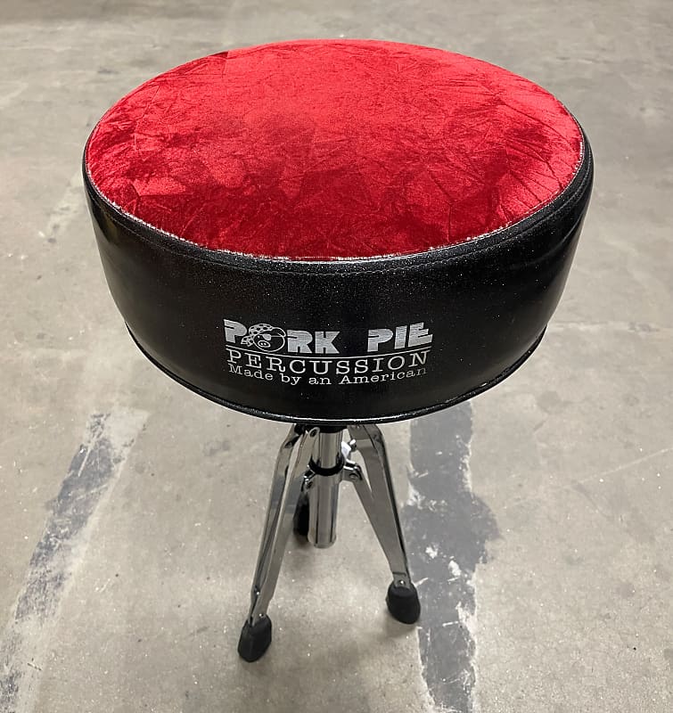 Pork Pie Round Drum Throne Black Sparkle with Red Crush Top Reverb