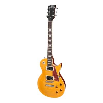 J&D Luthiers | LP-Custom Style Electric Guitar | Transparent Amber for sale