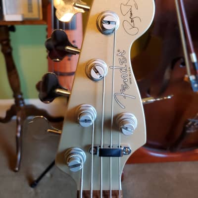 2002 Fender Roscoe Beck Signature Bass V Shoreline Gold Metallic image 14