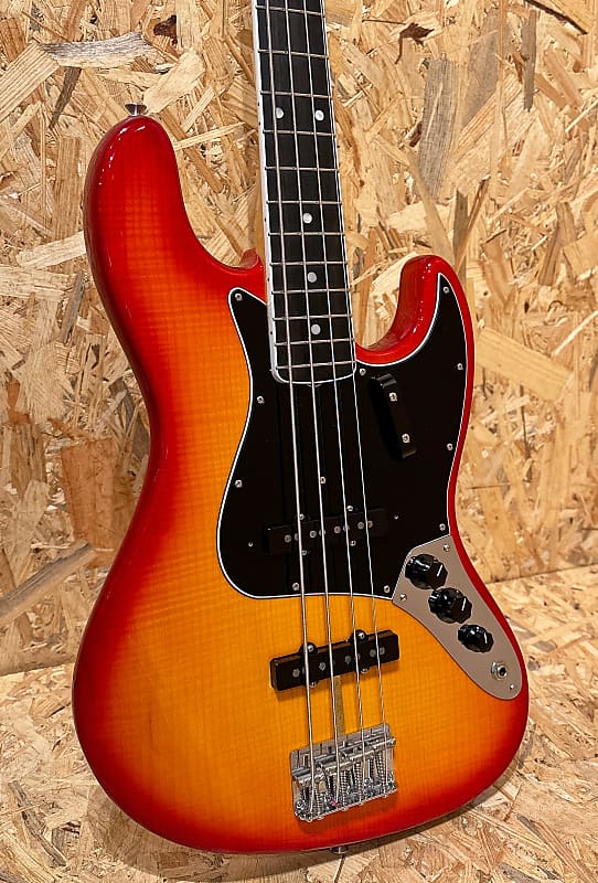 Pre Owned Fender 2019 Rarities Flame Ash Top Jazz Bass - Plasma Red Burst, Ebony Inc. Case image 1