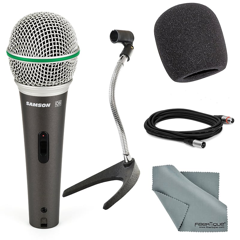 Samson Q2U Dynamic USB Microphone Podcasting Pack and Accessory Bundle with  Boom Arm + Headphones + Pop Filter + Fibertique Cloth