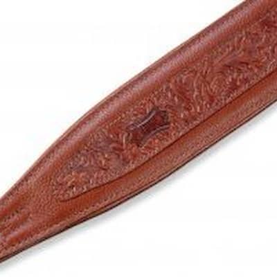 Levy's 2 1/2" wide tan garment leather guitar strap. image 3
