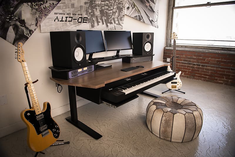 AZ Studio Workstations Elite Sit-Stand Studio Desk Walnut image 1