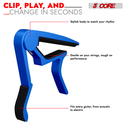 5 Core Capo Acoustic Electric Guitar 6 String Kapo Quick And Easy Adjustment Classic Clip For Banjo Mandolin Or Ukulele Capotraste Para Guitarra image 6
