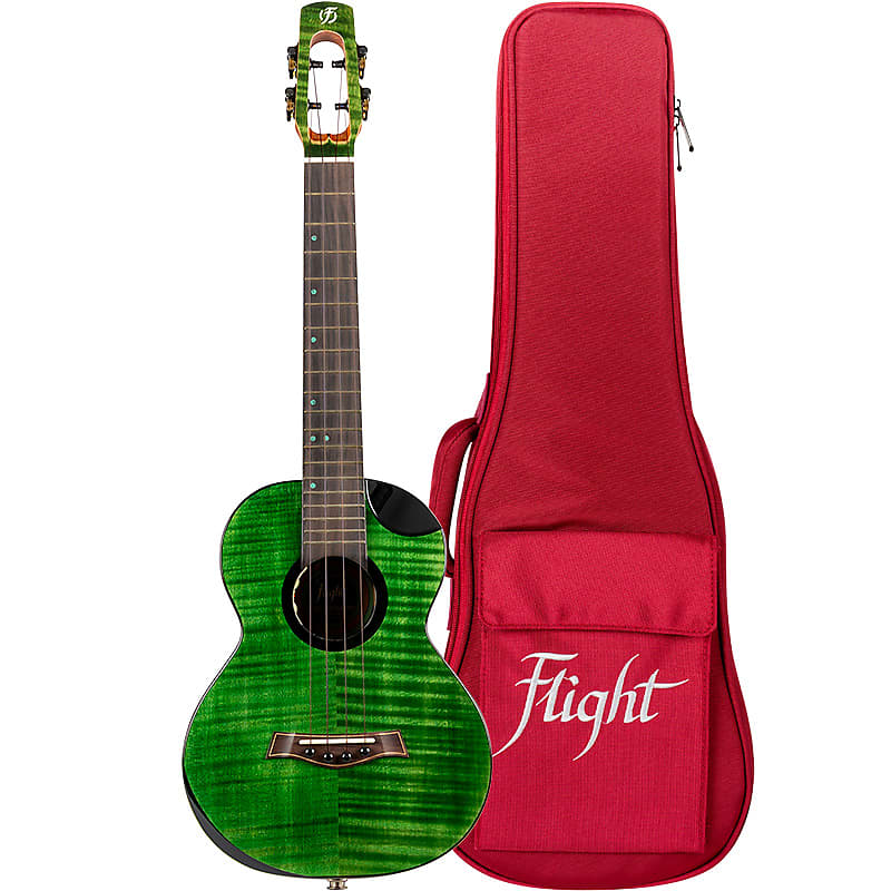 Flight Comet EQ-A Green Tenor Ukulele New - solid stained flamed maple top image 1