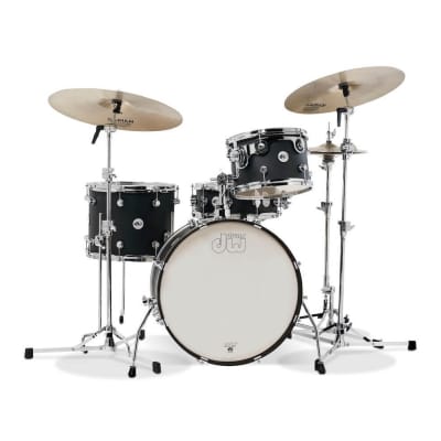 DW Design Frequent Flyer 4pc Drum Set Black Satin 20/12/14/14 image 1