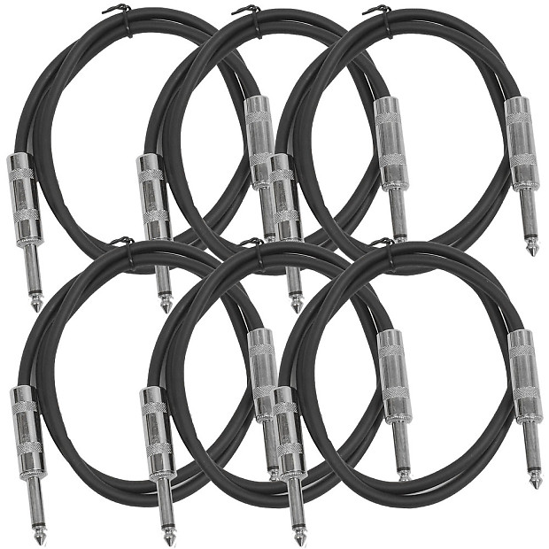 Seismic Audio SASTSX-2BLACK-6PK 1/4" TS Patch Cable - 2' (6-Pack) image 1