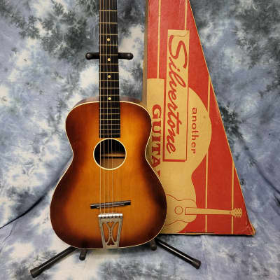 Vintage RARE 1960 Silvertone Model 605 Stella Pro Setup New Strings Original Silvertone Guitar Box for sale