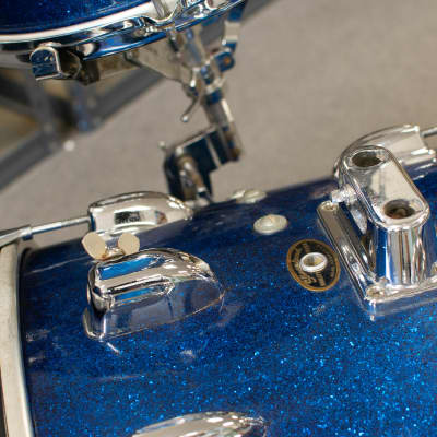 1962 Slingerland Sparkling Blue Pearl 14x20 8x12 and 16x16 Drum Kit image 8