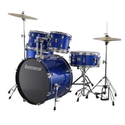 Ludwig Accent Drive 5-Piece Complete Drum Set - 22&quot; Bass (Blue Sparkle) image 2
