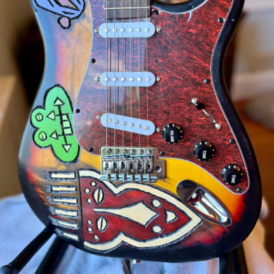 IYG Tribal Axe Custom Stratocaster-style Sun, handcrafted, custom wired, living art, mojo machine! for sale