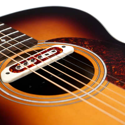 Guild M-240E Troubadour Solid Top Concert Acoustic Guitar W/ DeArmond Boss Pickup, V.Sunburst Satin image 6