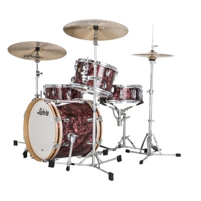 Ludwig 12/14/20" Classic Maple Drum Set - Burgundy Marine Pearl Downbeat Outfit image 2
