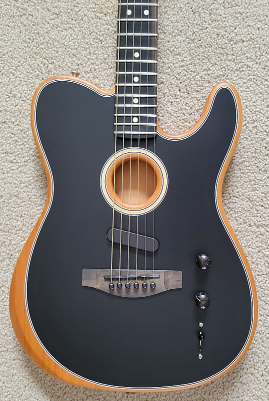 Fender American Acoustasonic Telecaster Acoustic Electric Guitar, B-Stock, Black Finish, New Gig Bag image 1