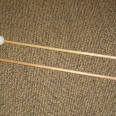 one pair new old stock near A+ Mike Balter MB93B (93B) Extra Hard Keyboard Mallets, 1 plastic (phenolic) round white HEADS and natural birch HANDLES - mid to late 1990s (+ packaging) Unwound Series image 10
