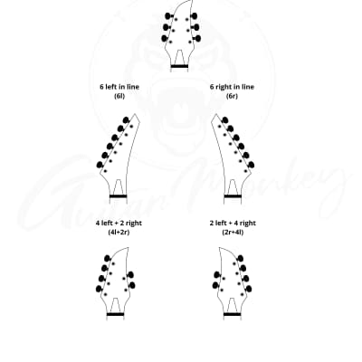 6 String Set - Guitar Monkey Monkey Grip - Locking Tuners - Megalight Bavarian Barrel Buttons - Black image 4