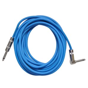 2 Pack of Blue 20 Foot Right Angle to Straight Guitar Instrument Cables image 2
