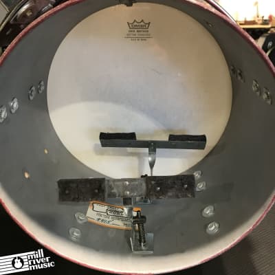 Gretsch Stop Sign Badge Drum Kit (1972-1979) 12", 13", 14", 18" Berry Red Stain with Humes and Berg Fibre Cases for 12,14, 18 image 8