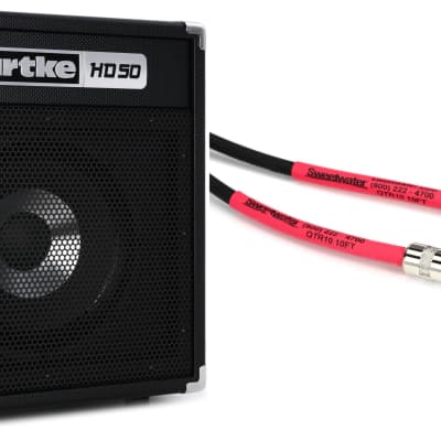Hartke HD50 1x10" 50-watt Bass Combo Amp  Bundle with Pro Co EG-10 Excellines Straight to Straight Instrument Cable - 10-foot image 1