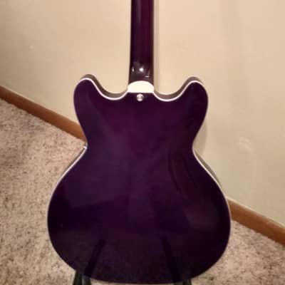 Grote Purple Flame Top Maple semi hollow body guitar with padded gig bag image 11