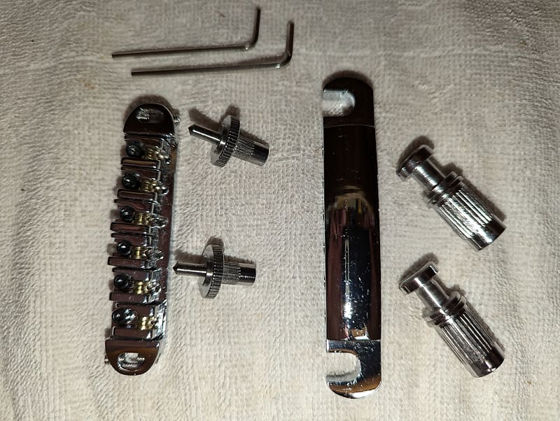 Stop Tailpiece & Roller Saddle Bridge Set w/Posts & Wrenches Reverb