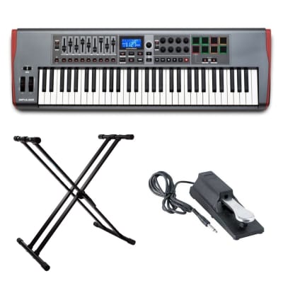 Novation AMS-IMPULSE-61 Impulse 61 with On Stage Sustain Pedal and Knox Adjustable Keyboard Stand