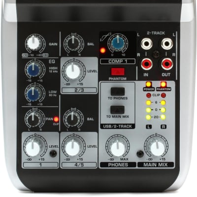 Behringer Xenyx Q502USB Mixer with USB  Bundle with Hosa CMP-153 Stereo Breakout Cable - 3.5mm TRS Male to Left and Right 1/4-inch TS Male - 3 foot image 3