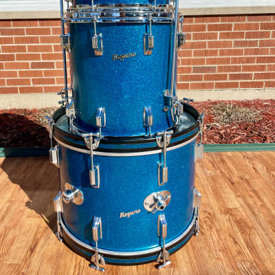 1960s Rogers Holiday Drum Set Blue Sparkle 20/12/14 image 3