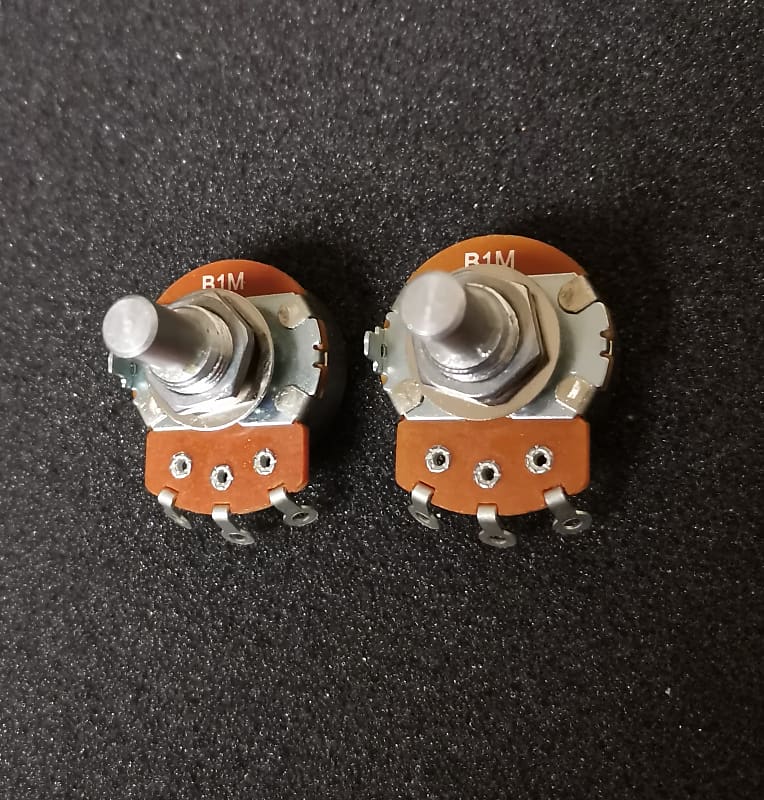 Qty 2 Alpha pots, 1M, B / Linear taper, solid shaft, for Reverb