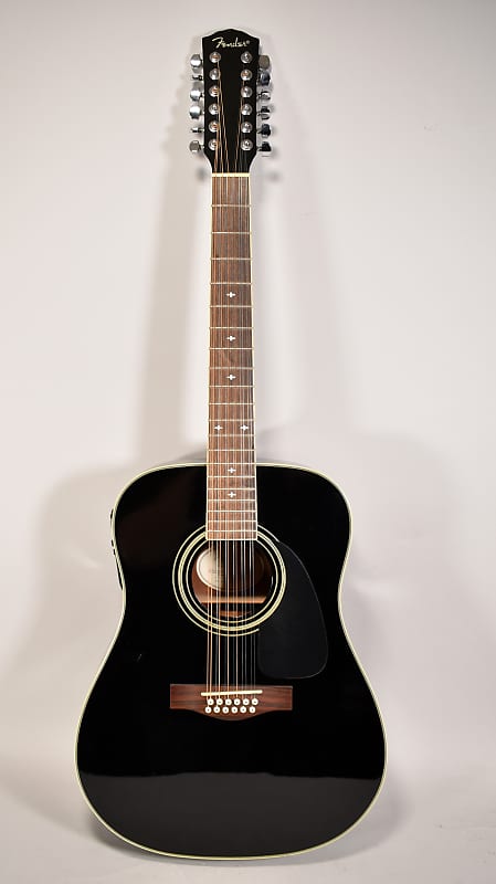 Fender DG-16E 12-String Acoustic Electric Guitar Black Finish