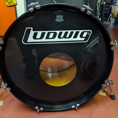 1980s Ludwig Made in USA Black Wrap Rocker 16 x 22" Bass Drum - Looks Really Good - Sounds Great! image 9