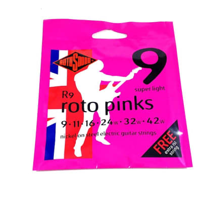 RotoSound Roto Pinks Nickel Steel Electric Guitar Strings Super Light 9-42