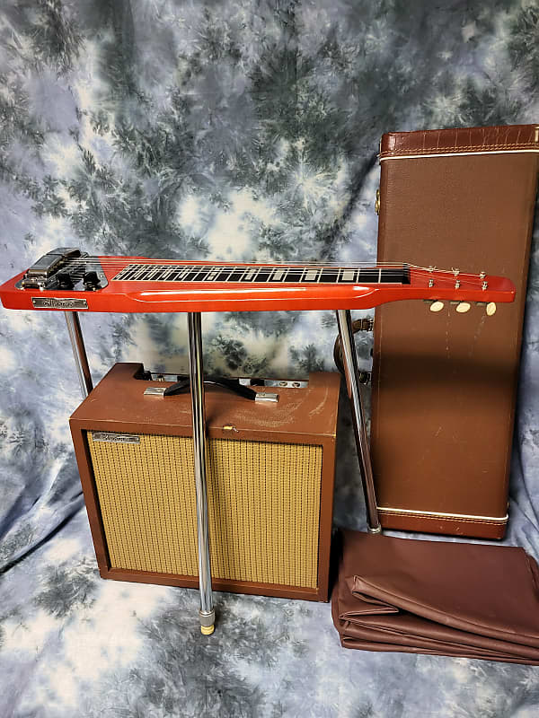 Vintage 1966 Electro by Rickenbacker Model 100 Lap Steel with legs Hard Shell Case with Original 12 inch Amp image 1