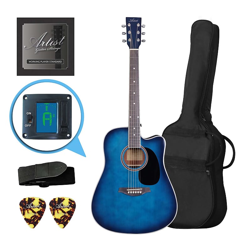 Artist LSPCTB Blue Beginner Acoustic Guitar Pack With Cutaway