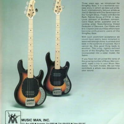 Music Man Tom Hamilton’s Aerosmith, Stingray Bass B (#68) 1979 - Sunburst image 8