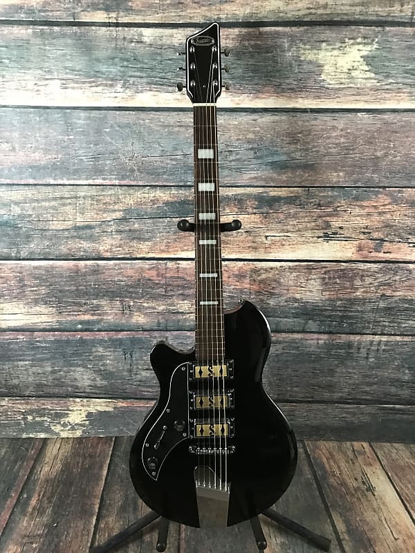 Supro Left Handed Hampton Electric Guitar- Jet Black