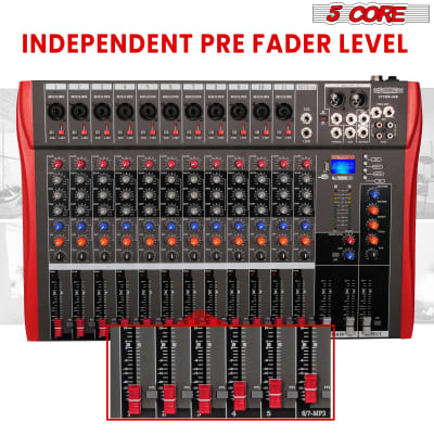 5 Core Professional Audio Mixer DJ Equipment Digital Sound Board Karaoke XLR Mixers Professional 12 Channel Bluetooth USB w Effects for Recording Music Studio PC Podcast Instruments Consola De Sonido  MX 12CH image 8