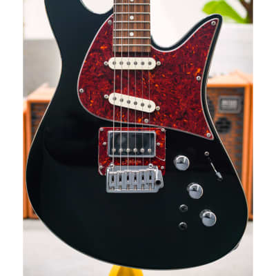 Fodera Emperor Standard Classic Guitar HSS-Black w/Tortoise PG, Indian Rosewood FB & Black Headstock image 2