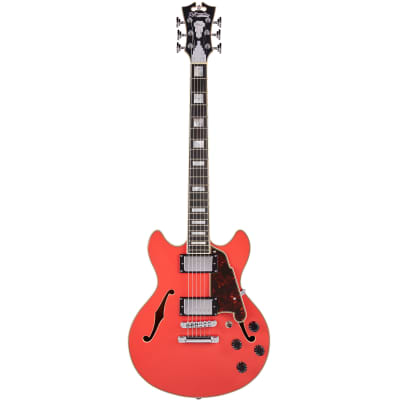 D'Angelico Premier Mini DC Double-Cutaway Semi-Hollow Body in Fiesta Red w/ Gig Bag image 2